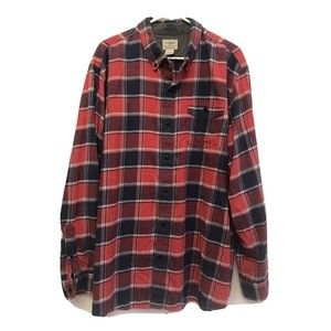 Mens LL Bean Plaid Shirt Size XXLarge Flannel 100% Cotton Red Gray Blue Nice!